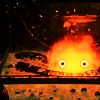 wistfuljane: calcifer (howl's moving castle) in his fireplace (feeling small)