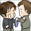 cesare: Cute drawing of John tearful and Rodney lending him a hankie (sga - tearful john by chkc)