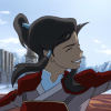 lizbee: Korra smiling, her face at three-quarter view (LoK: Korra's firebending test)