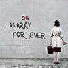 were_duck: a woman corrects the grammar of graffitti that says "anarchy forever!" (anarchy in the library)