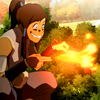 gottadealwithit: Firebending to cook a fish, with a delighted grin ([bending] bending rocks!)