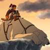 gottadealwithit: Korra sitting on the back of a giant polar bear dog, both looking dejected or possibly wistful ([Naga])