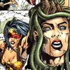mona: wonder woman uses medusa's head (which she cut off after blinding herself with snake poison) to turn monster to stone (wonder woman3)