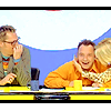 beedekka: Shooting Stars. Ulrika kisses Bob (to his apparent delight) while Vic looks on in a bemused manner. (Bob/Ulrika)