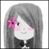 lovelytoken: Original illustration of a girl with long, straight, black hair wearing a black bowtie and pink flower hair accessory. (girl)