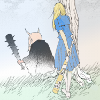 qem_chibati: a youkai is on the hunt. Reiko is too. (natsume - reiko hunting)