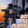 starfish: It's an inukshuk, caption  "Noce pile of rocks."  Non-due South people may not get this. (Nice pile of rocks (Becky))