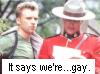 starfish: Fraser reading a piece  of paper to Ray K, captioned "It says we're ... gay." (Evidently gay)