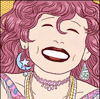 shippen_stand: Woman with big grin and earings with sun on one side, moon on the other (BrandySmiles)