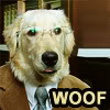 jesse_the_k: Professorial human suit but with head of Golden Retriever, labeled "Woof" (doctor dog to you)