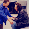 peoriapeoriawhereart: Blair freaking and Jim hands on his knees (Jim calms Blair)