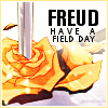 veleda_k: Picture from Revolutionary Girl Utena: a rose with a sword piercing it. Text says, "Freud have a field day." (Utena: Freud)