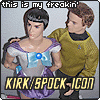 pantswarrior: Kirk cheerfully hits on a sullen Sailor Spock. (kirk/spock)