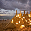 Feline Scribe: beach sandcastle glow