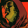 parroted: dramatically lit pherson looks dramatically upwards (contrast colours are effective amirite)
