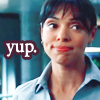 sumofparts: character Cam from TV show Bones with word 'yup' (cam from bones yup)