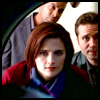 thedivinegoat: Picture: Kate from Castle looking into a dryer with Esposito & Ryan in background. (Castle - Kate in the dryer)