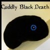 akamarykate: microbe plushie with text "cuddly black death" (death)