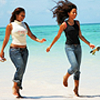 busaikko: two women running on the beach (x running on the beach)