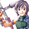 materiahunter: official artwork of Yuffie holding her shuriken (descendant of shinobi)