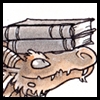 jjhunter: closeup of library dragon balancing book on its head (library dragon 2)