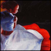 recessional: painting: a young woman in white dances (writing: moving stillness)