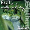 anehan: A snake with the text "Slytherin. Evil in a really cool way. Jealous?" (HP: Slytherin -- cool evil)
