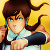 gottadealwithit: Korra facing the viewer with a determined expression on her face, punching the air (one-two punch)