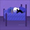 eien_herrison: Two cats on an empty human bed, one grooming the other (animated GIF) (Cats on a Bed)