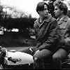 leanwellback: keanu and river on the back of motorbike on set (rpf- kings among runaways)
