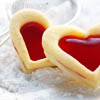 bossymarmalade: jam cookies shaped like hearts (love in cookie form)