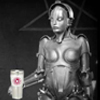 copracat: Maria from the film Metropolis holding an OTW travel mug (OTW Maria)