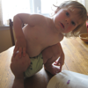 metawidget: Oscar in a diaper, crouching as if to fit into the frame and looking quizzical (oscar ducking into frame)