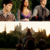 briar_pipe: Arthur, Gwen, and Merlin riding to Camelot (Arthur-Gwen-Merlin)