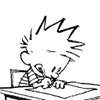 orm: calvin writing or drawing something, doubtless something awesome (DILIGENCE: calvin)