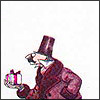 fox: yuletide:  gorey man with a tiny present. (yuletide (by Livia))
