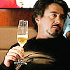 manofiron: (leaning back having some wine)