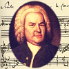 eva: Johann Sebastian Bach - painting in front of a music manuscript in his handwriting (Bach)
