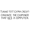 mithriltabby: Turing Test extra credit: convince the examiner heṥ a computer (Turing Test)