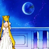mireia: Princess Serenity from Sailor Moon gazing out at the night sky from her balcony. (Sailor Moon - The Earth is full)