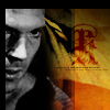 rhi: Krycek against a yellow and red background. (Krycek predator)