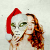 tree: gillian anderson with an alien mask wearing a santa hat ([seasonal] obligatory end-of-year icon)
