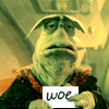 kyriacarlisle: rygel holding a card reading WOE (didn't win the internet)