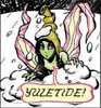 elf: Petalwing in snow, saying "Yuletide!" (Yuletide)
