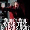 strina: richard castle wearing mal reynolds's coat caption "didn't you wear that five years ago?" (castle - 5 years ago)