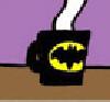 ravenous_raven: A coffee cup with the Batsymbol on it (Batman Coffee Cup)