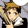 telepathetically: holding a baseball bat. shy/timid smile (the face that launched a thousand apps)