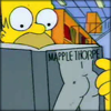 gloss: Homer Simpson reading a Mapplethorpe volume (queer!)