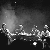 pensnest: Backstreet at card table in black and white (Backstreet four)