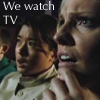 idlerat: Boomer and Six, entranced, watching video of Galactica; says, "we watch TV." (We watch TV)